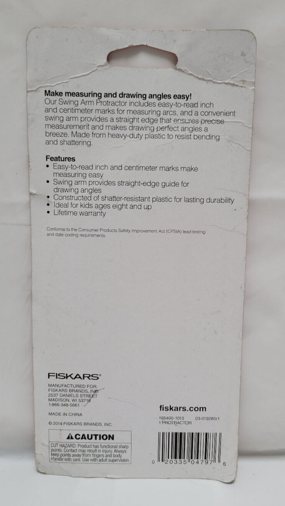 New Fiskars Swing Arm Protractor - Easy Measuring - Purple