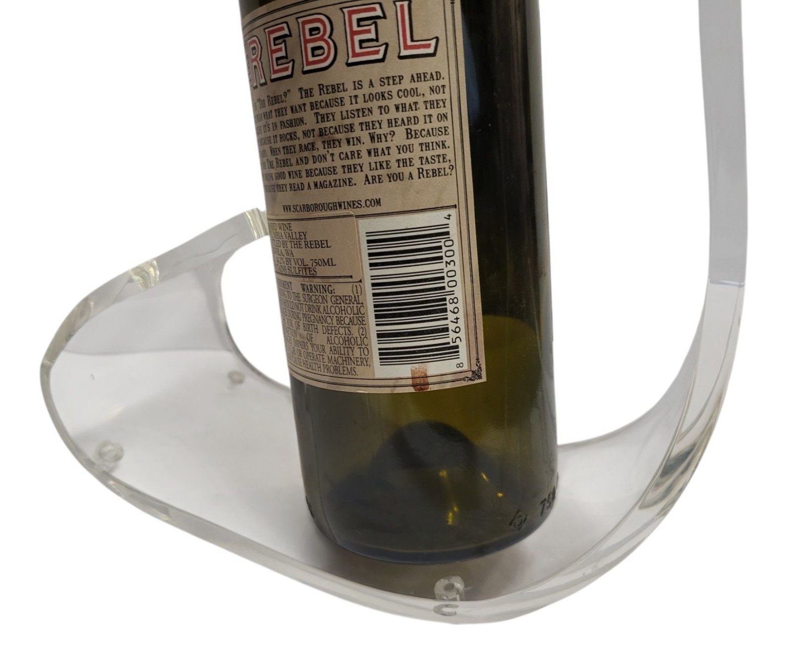 Lucite Wine Bottle Holder Stand 1970s Clear Acrylic Mid Century Modern Barware