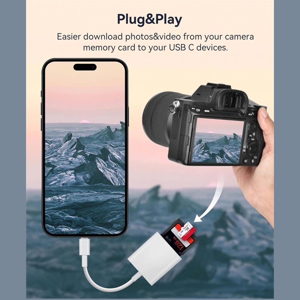 USB C SD Card Reader for Iphone 15 16/Ipad/Macbook/Mac,Type C Memory Trail Camer