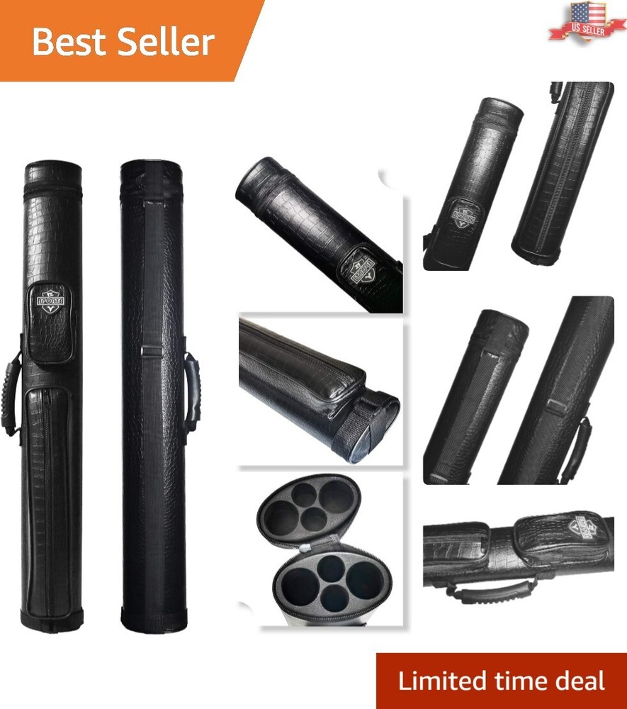 Hard Shell 2x2 Pool Cue Case with Divider Tubes - Waterproof & Scratch-Resistant