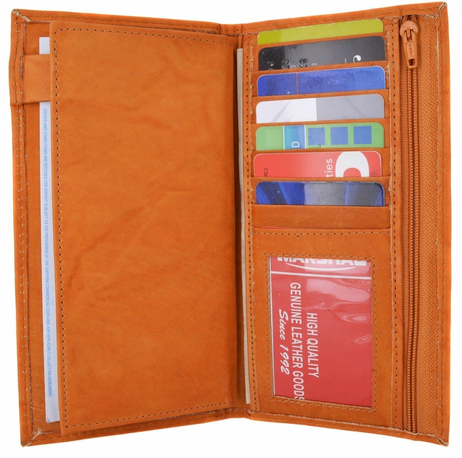 Genuine Leather Checkbook Cover Wallet Organizer with Credit Card Holder Tan