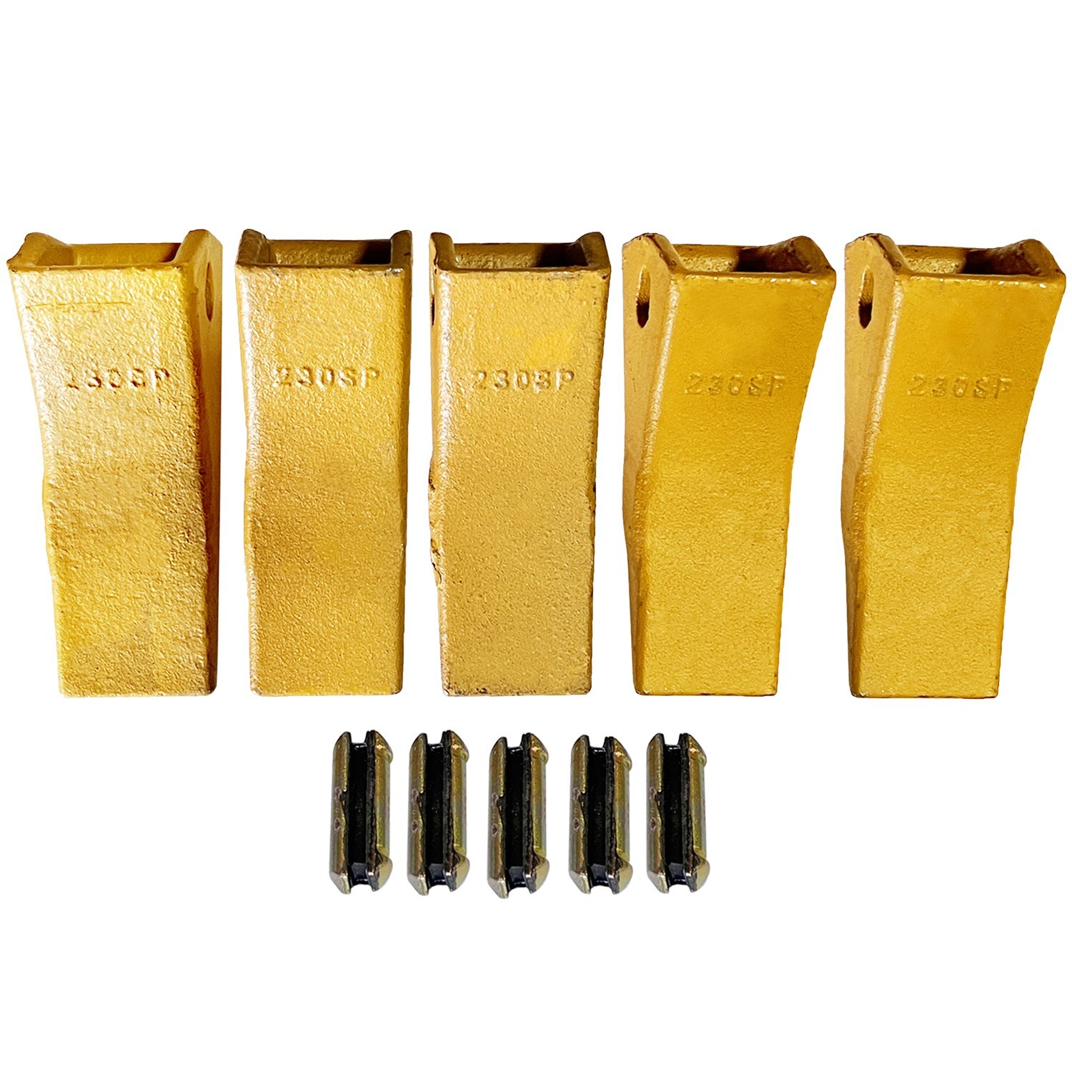 230SP Bucket Teeth (5 Pack) Cast or Forged + 23FP Pins 230CSP Fit Deere Case JCB