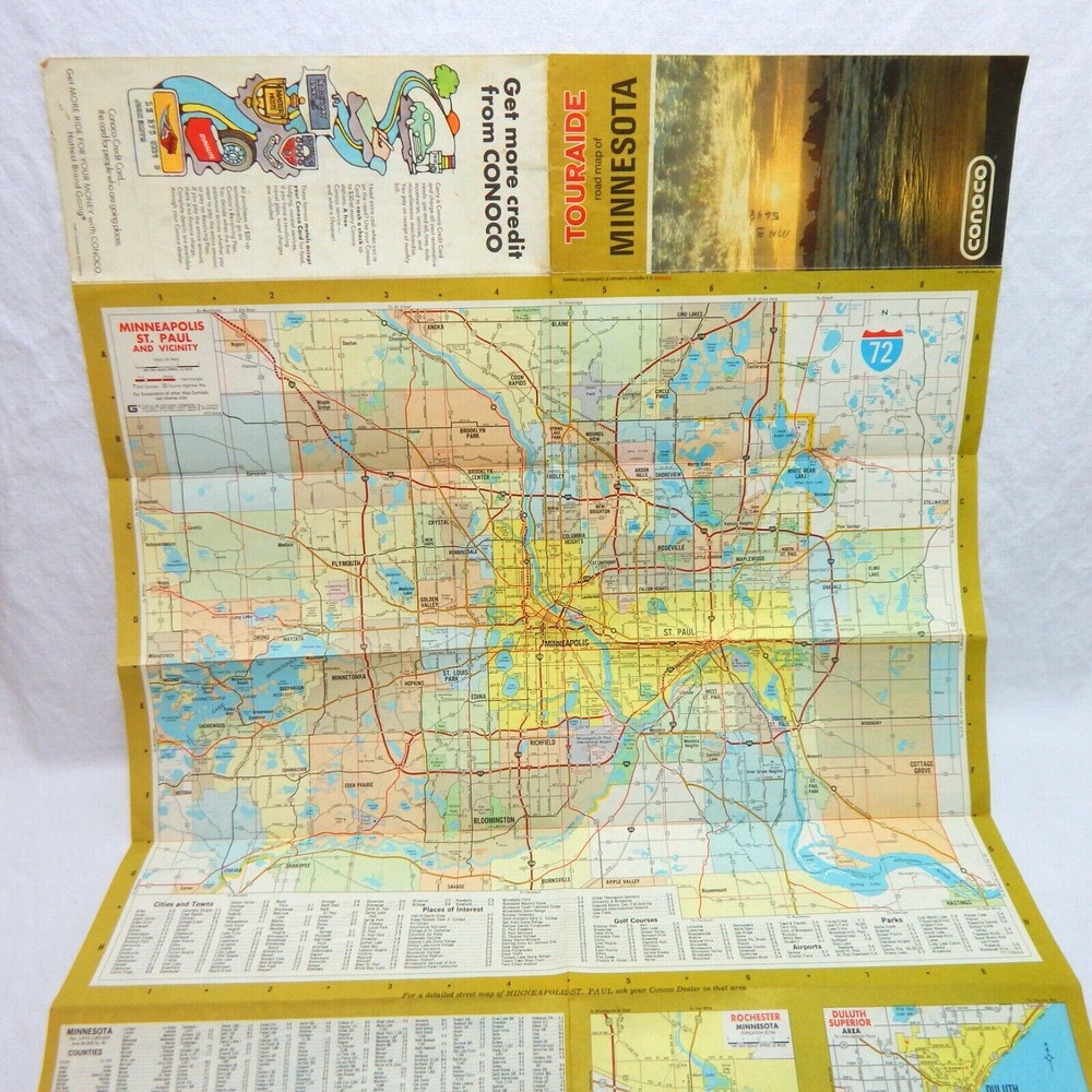 Conoco Minnesota 1972 Road Map