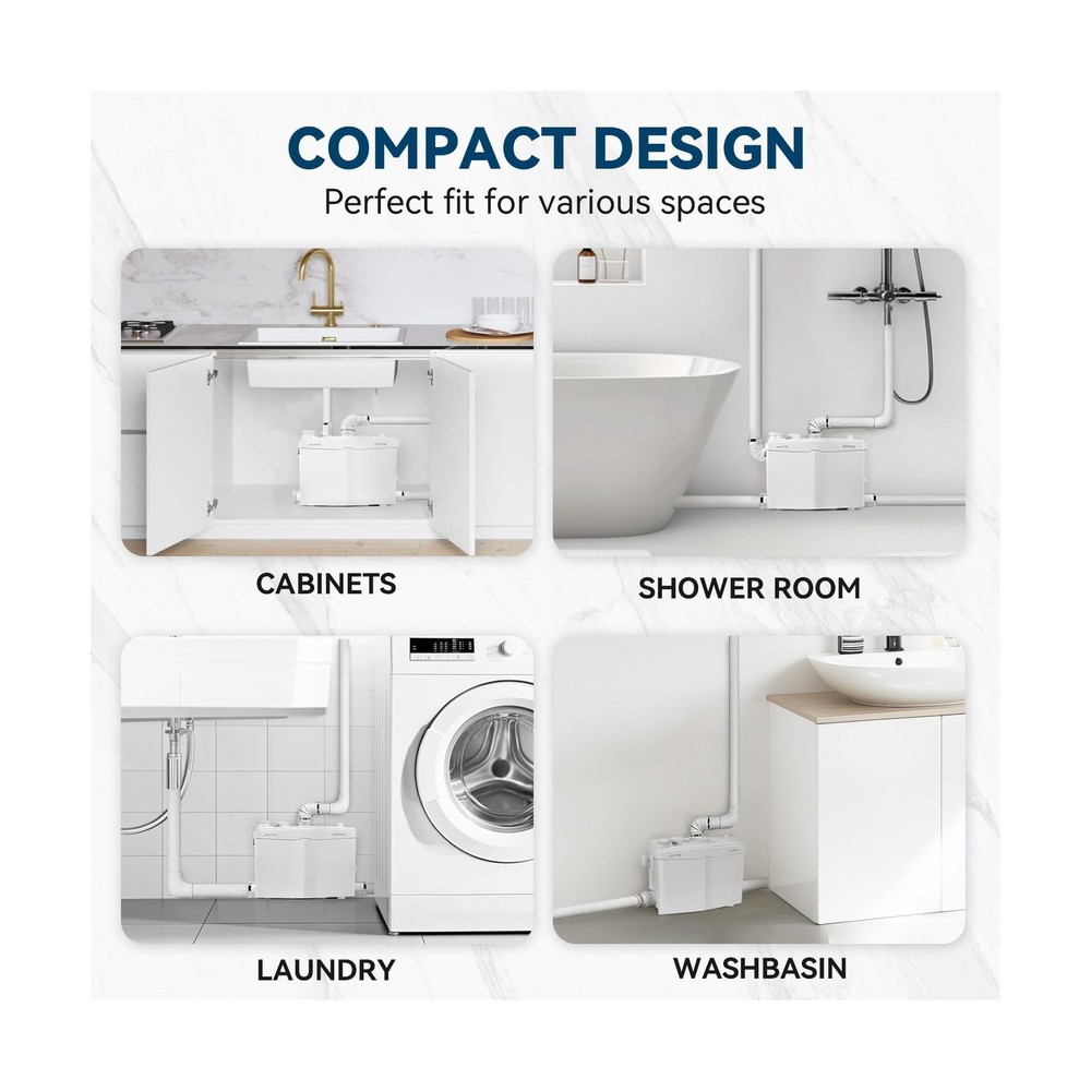 1200W Utility Sink Pump with Blade PCB Function Under Sink Pump Upflush to 39...