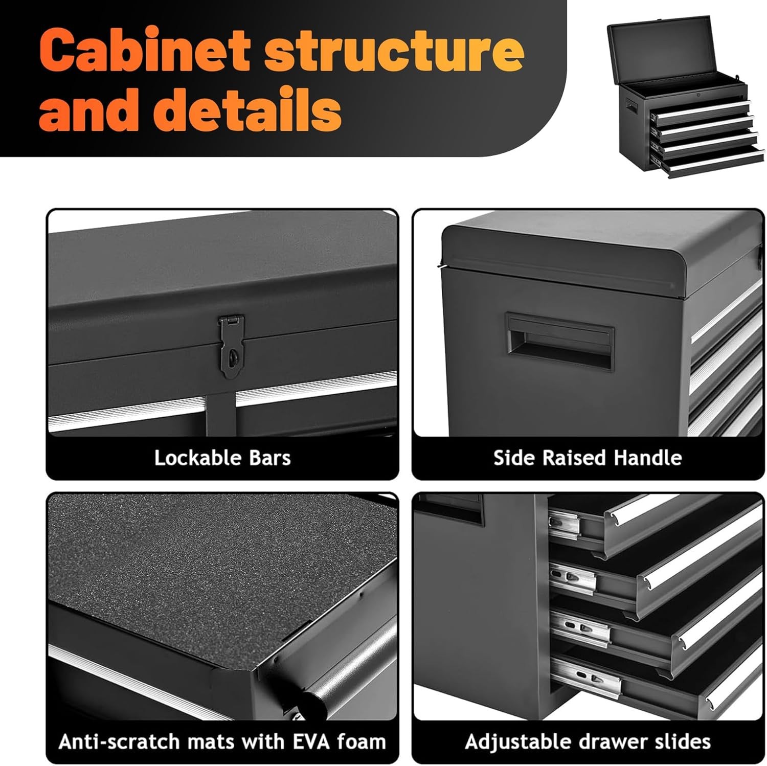 Rolling Tool Chest with Drawers Tool Organization Box Storage Cabinet for Garage