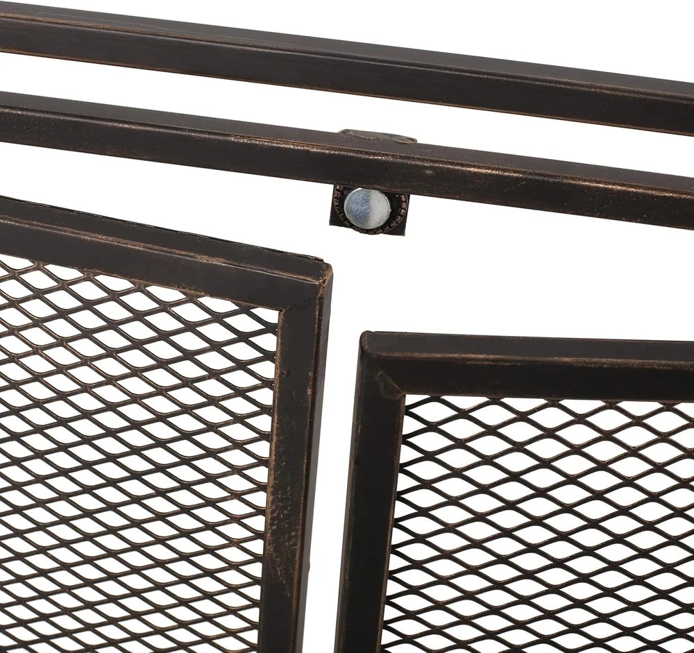 40" Iron Fireplace Screen Matte Black, Modern Single Panel with 2 Access Doors