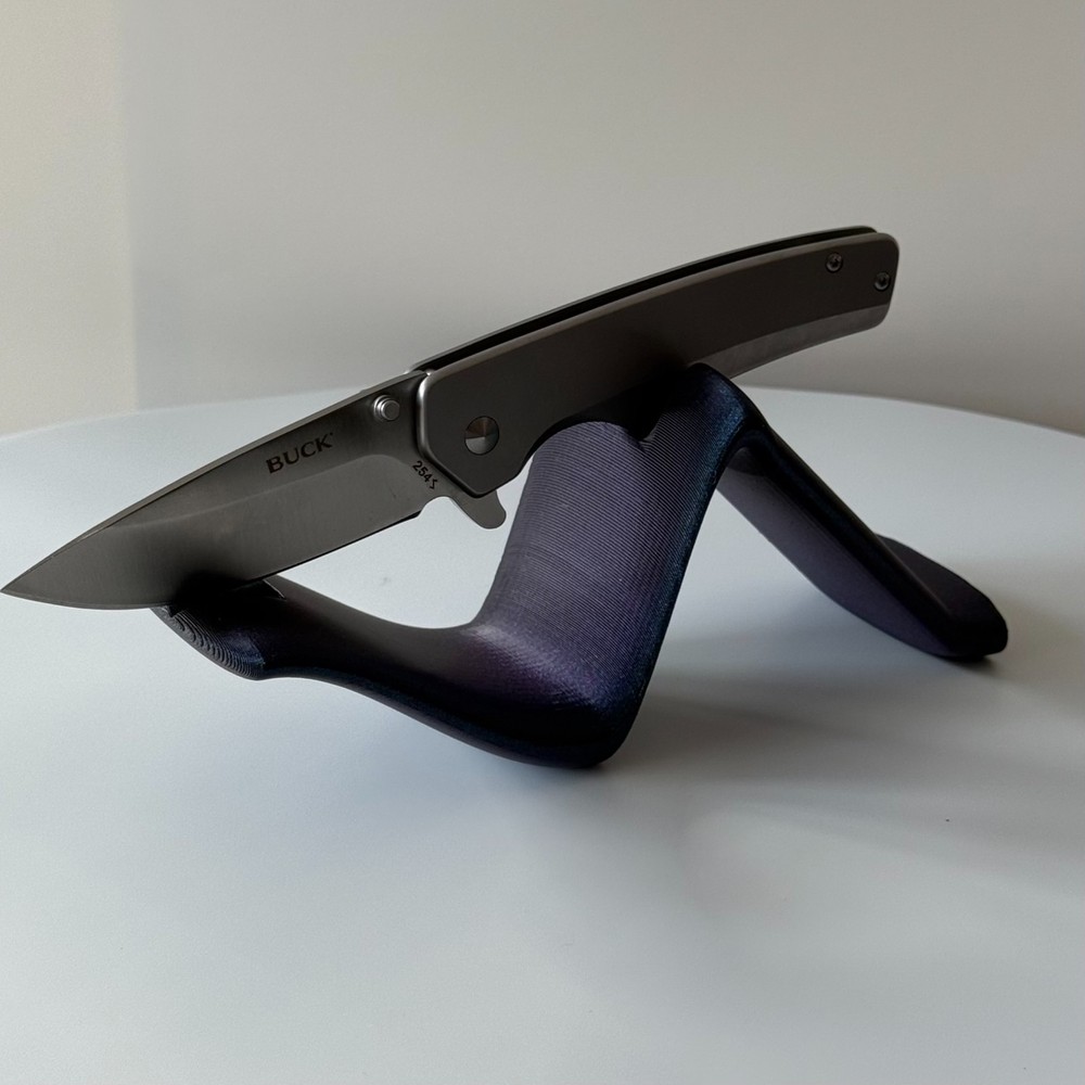 3D Printed Wave Knife Stand - EDC Knife Display Holder - Dark Magic PLA