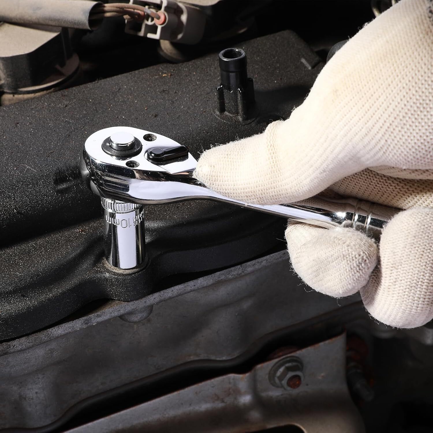 13PCS 1/4"Drive Mid-Length Socket Set, 6-Point Mirror Chrome Metric 4mm to 15mm