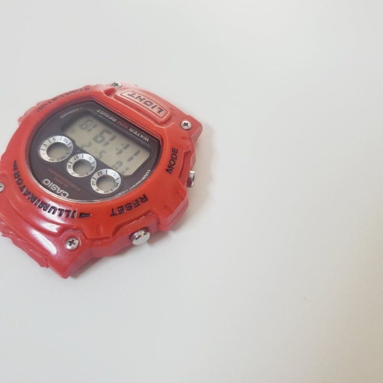 Casio Illuminator 3225 W-214HC Mens Digital Watch Red For Parts USE