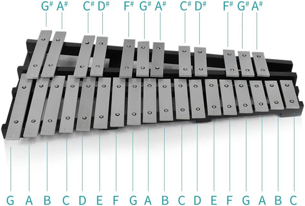 30 Notes Foldable Glockenspiel Xylophone Vibraphone Percussion Instrument (Black