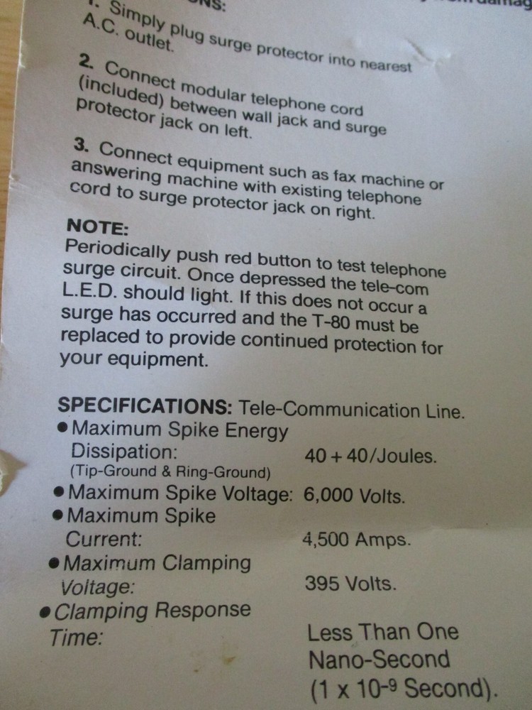 Recoton Phone Line / Fax Surge Protector--never used