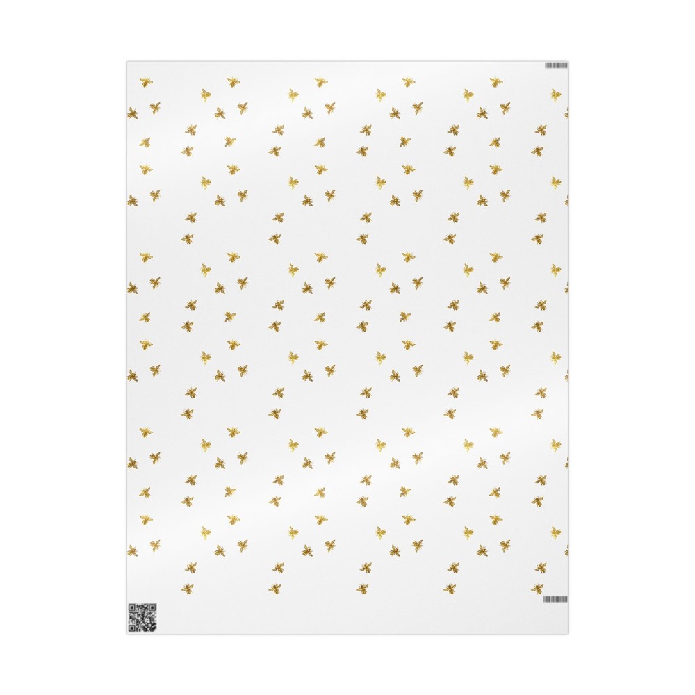 White With Gold Bee Pattern Wrapping Papers