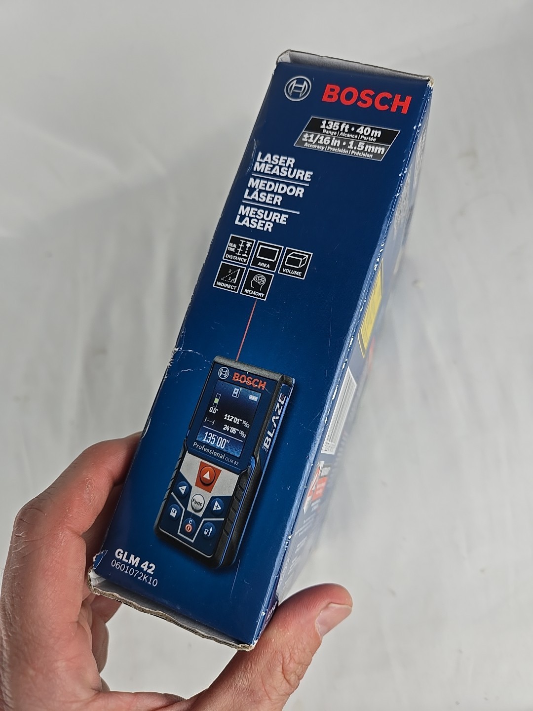 Bosch GLM 42 Blaze Laser Measure NIB Sealed 135 Ft Range Open Box