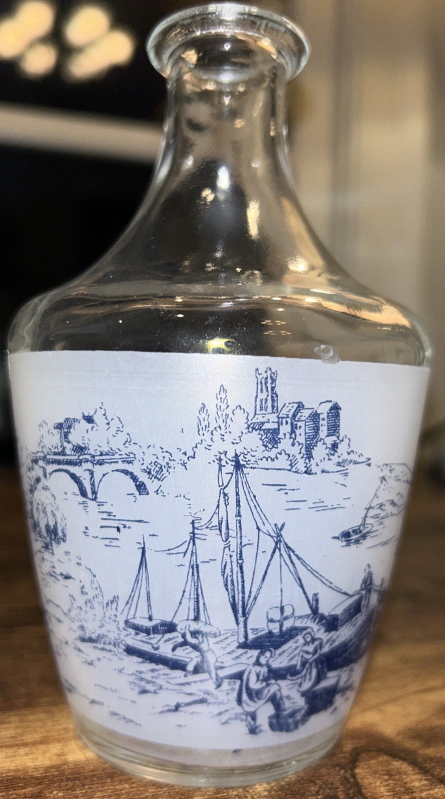 VTG VERRERIE CRISTALLERIE D'ARQUES FRANCE LIQUOR DECANTER Stagecoach River Scene