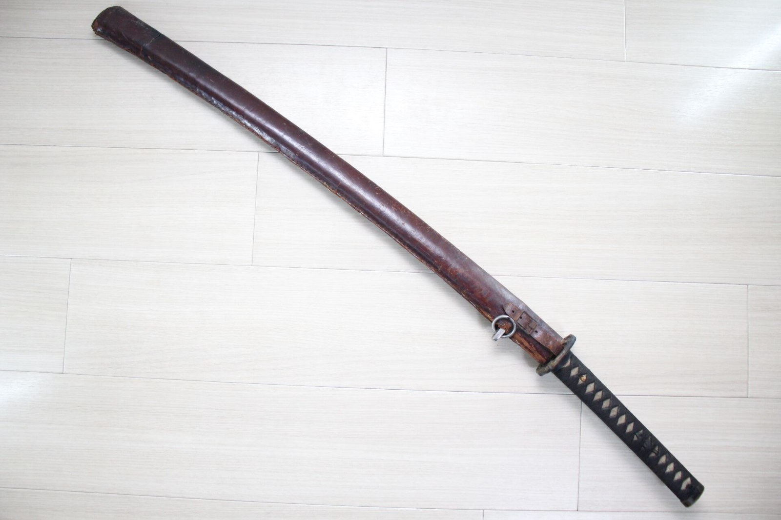 WWII Japanese Army Type 98 Gunto Mounts Koshirae w/ Wooden Blade I38