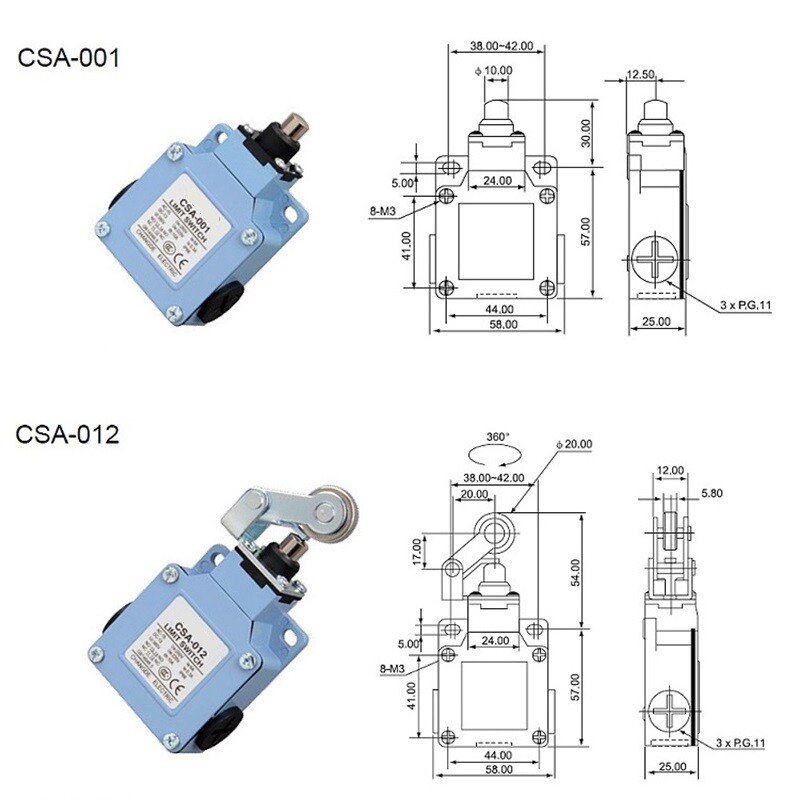 Stroke limit Switch Momentary CSA-012 IP66 Micro Power Supply With Roller003 021