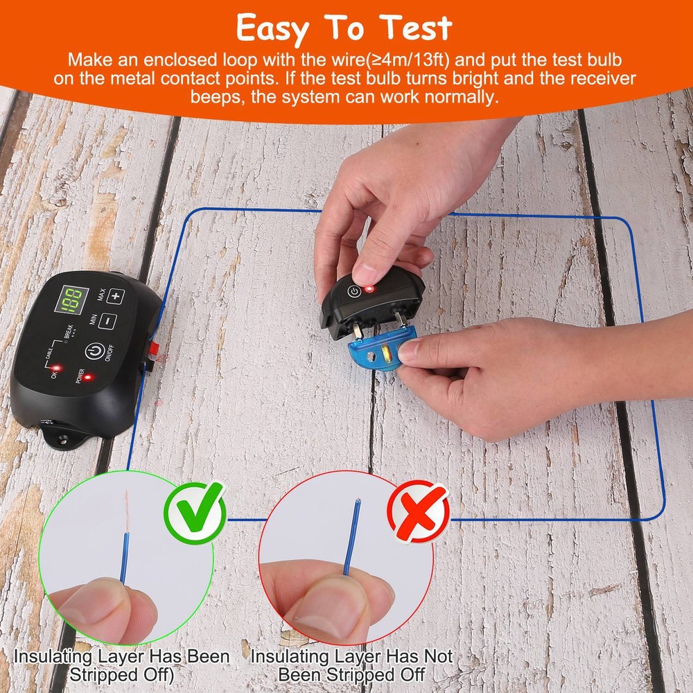 Wireless Dog Fence System w/ 2 Effective Training Modes -Adjustable Fence