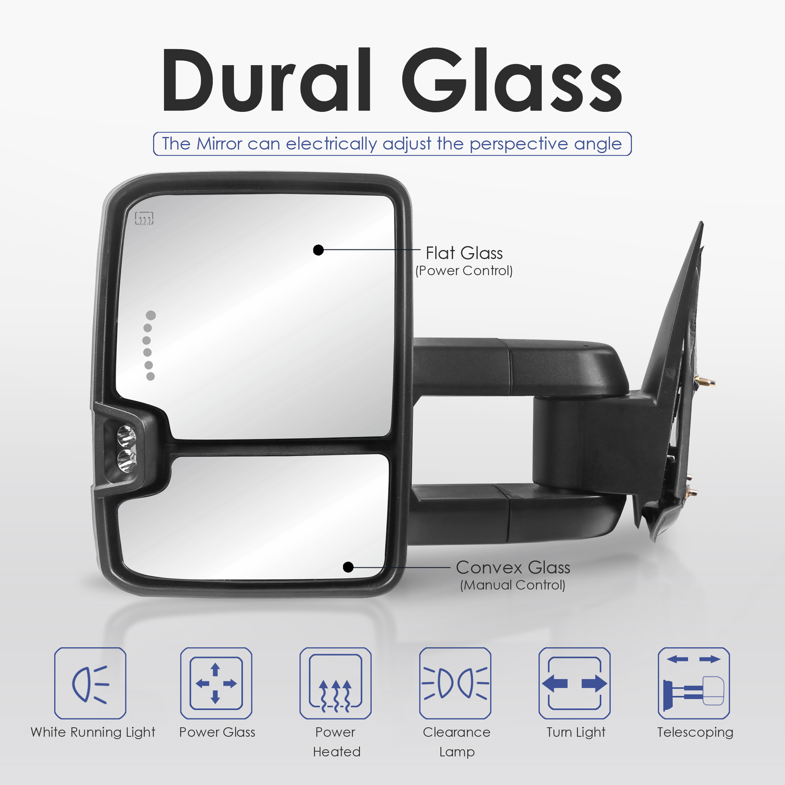 2PCS Power Heated Tow Mirrors For 1999-2002 Chevy Silverado GMC Sierra 1500 2500