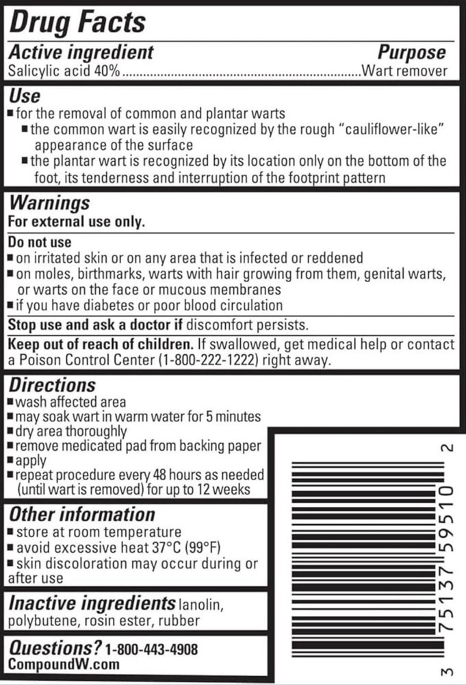 Compound W ONE STEP INVISIBLE STRIPS 14 Maximum Strength wart remover 6/27