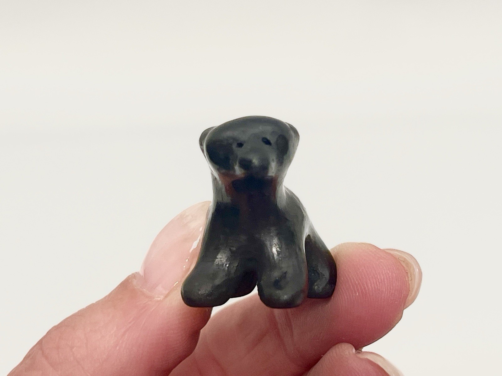 Santa Clara Black Pottery Bear Cub Miniature Dorothy Paul Gutierrez Signed 1.25”