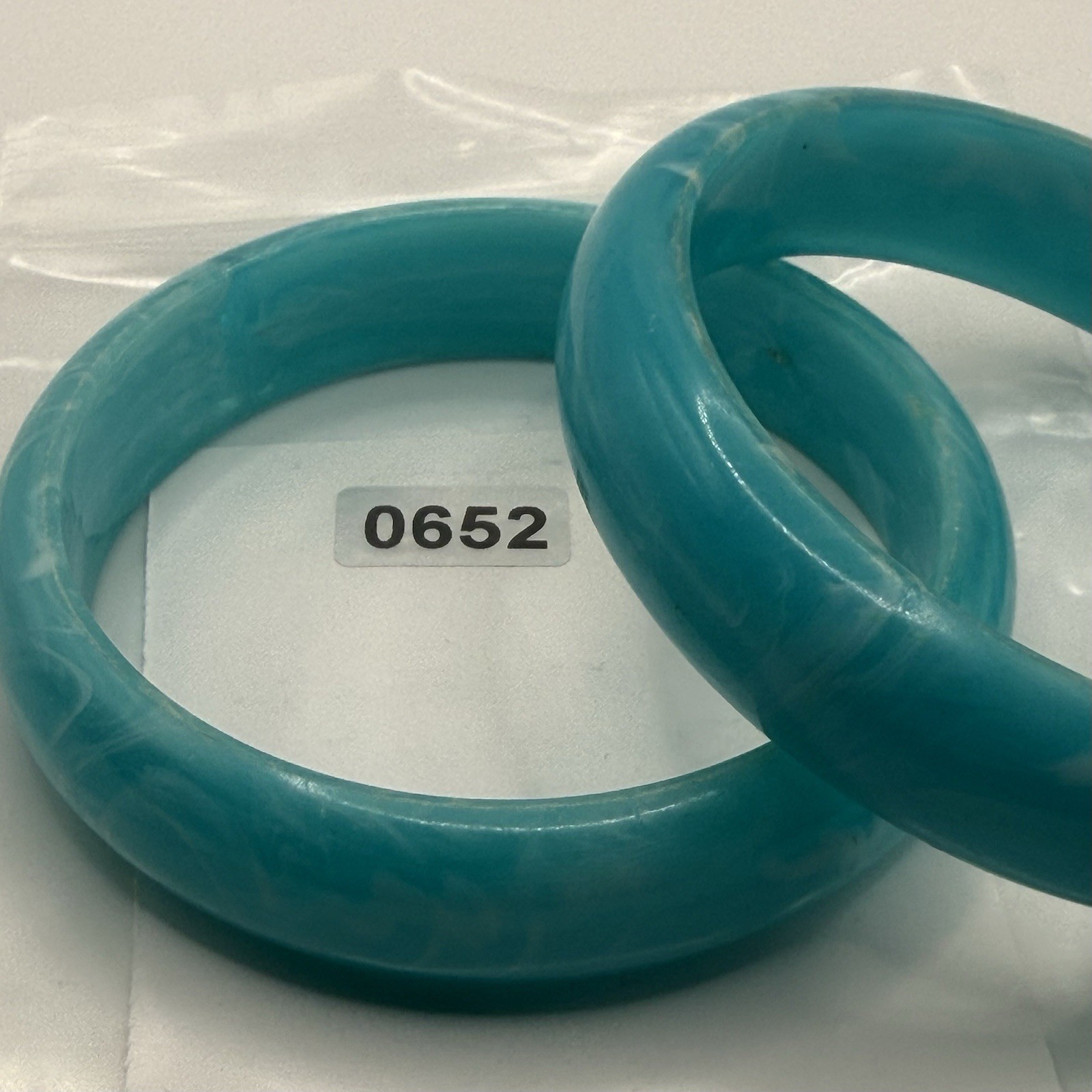 Lot of 2 Vintage Bangle Bracelets MCM Marbled Baby Blue Plastic Lucite 8”