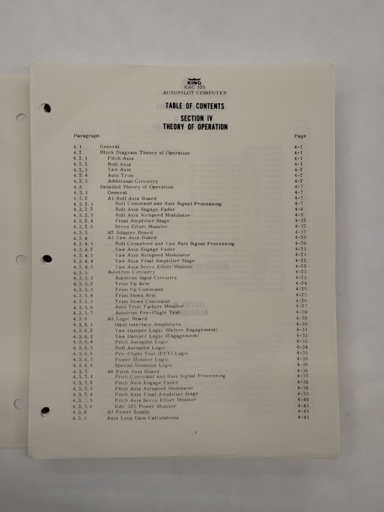 King KAC 325 Autopilot Computer Maintenance/ Overhaul Manual-Original