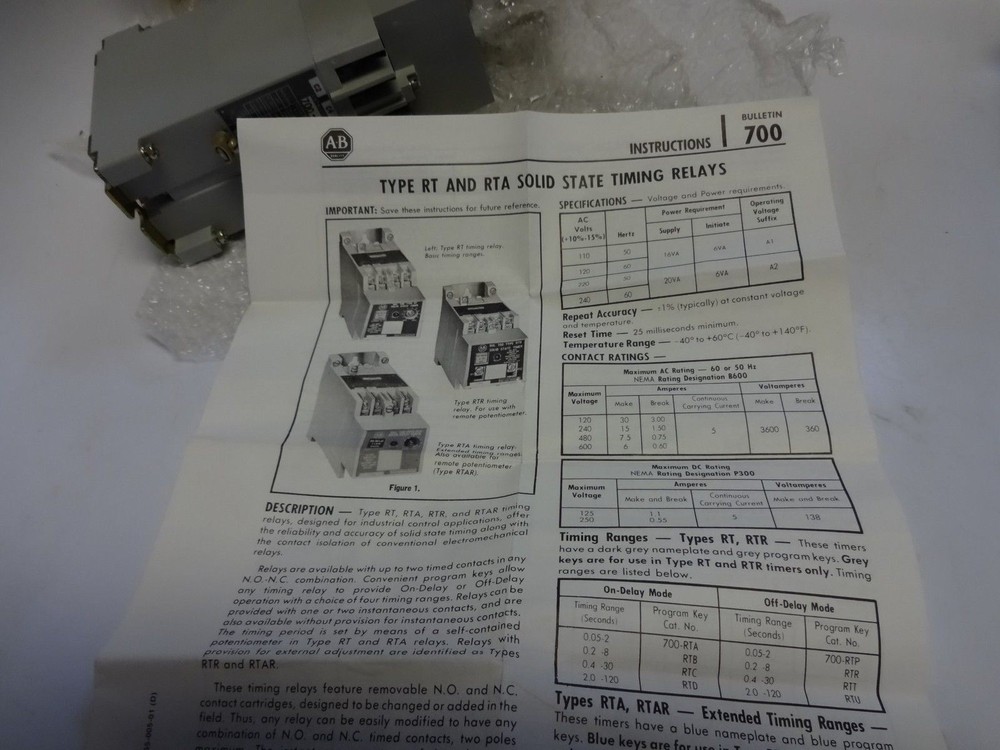 Allen Bradley 700-RTAR00V000A1 700RTAR00V000A1 RTAR Solid State Timer New