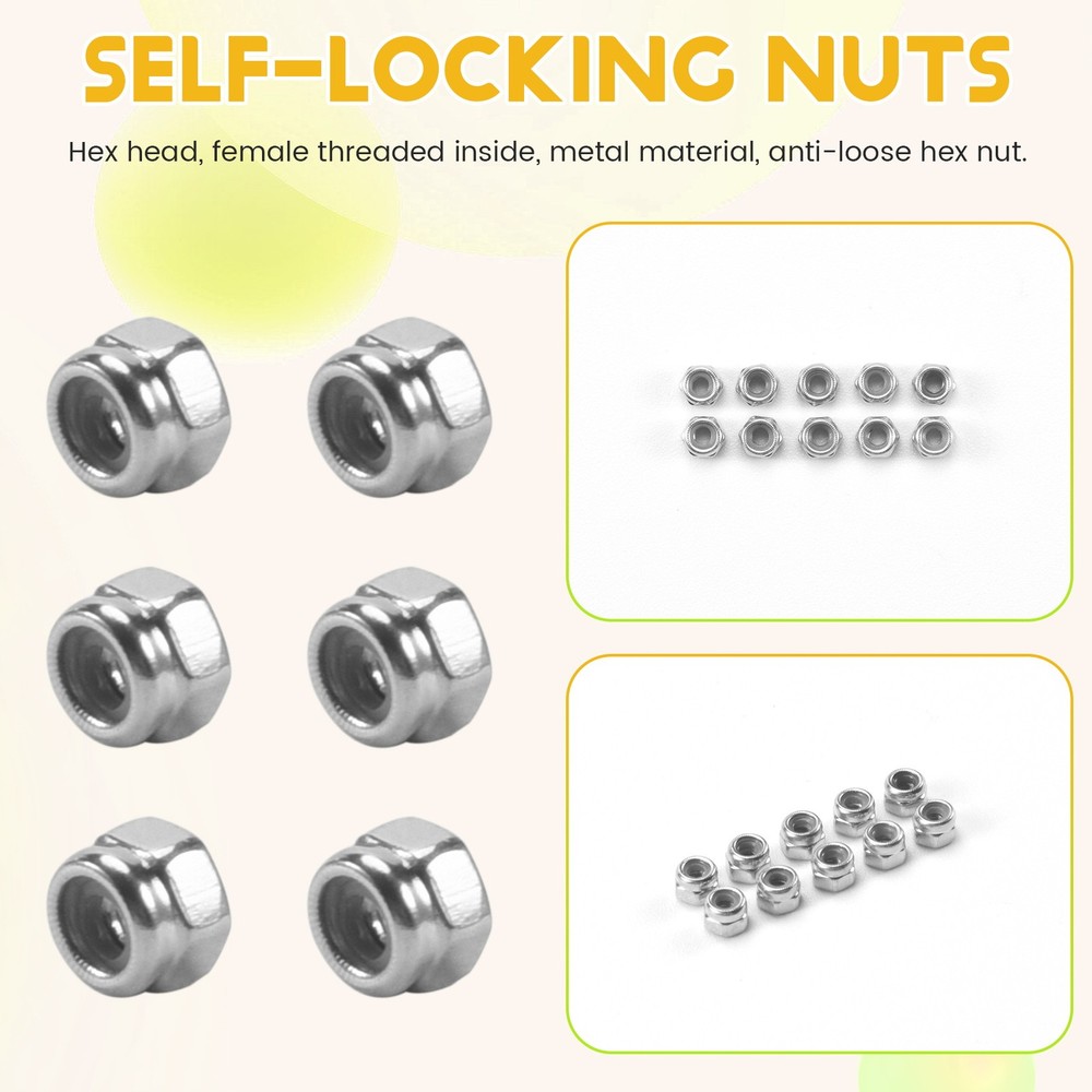 50pcs M2 Zinc Plated Self-Locking Nylon Insert Hex Lock Nuts B7E52744