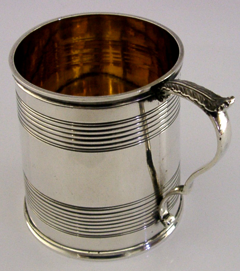 HEAVY 115g ENGLISH STERLING SILVER MUG 1854 VICTORIAN ANTIQUE