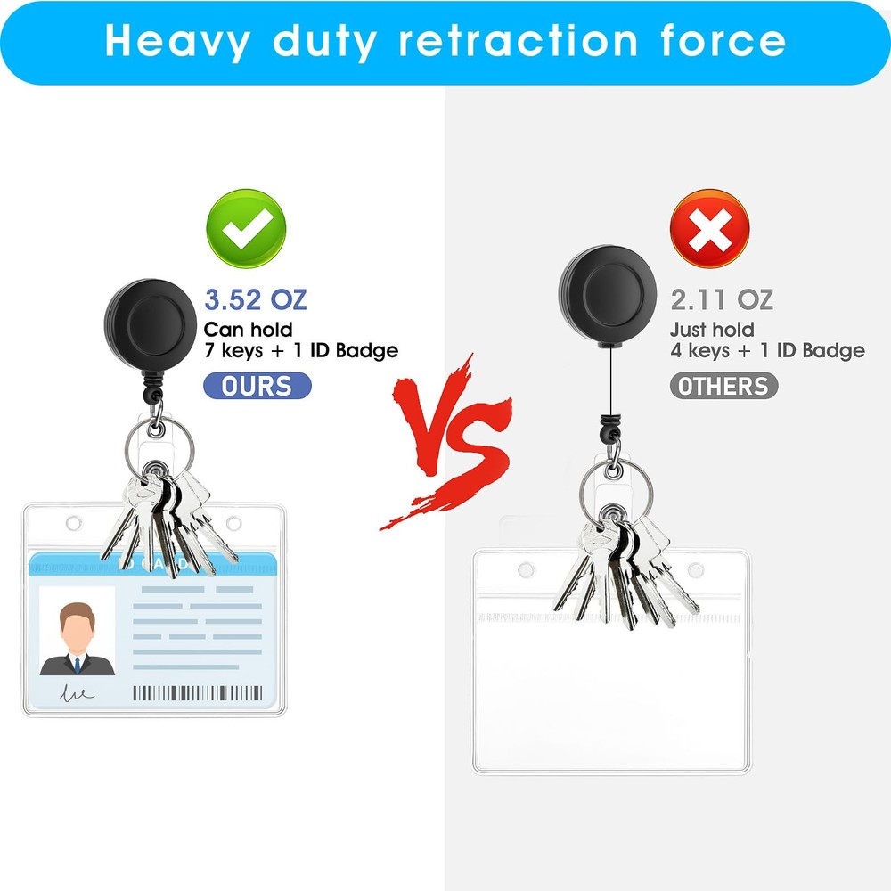 TIESOME 2Pack Soft Plastic Badge Holders with Retractable Horizontal