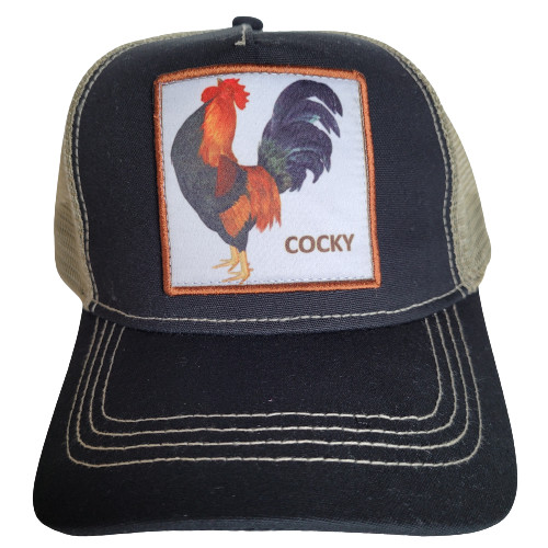 COCKY Rooster Hat Trucker Baseball Cap Mesh Panel Adjustable One Size Snap Back