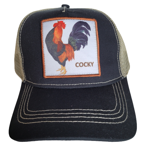 COCKY Rooster Hat Trucker Baseball Cap Mesh Panel Adjustable One Size Snap Back