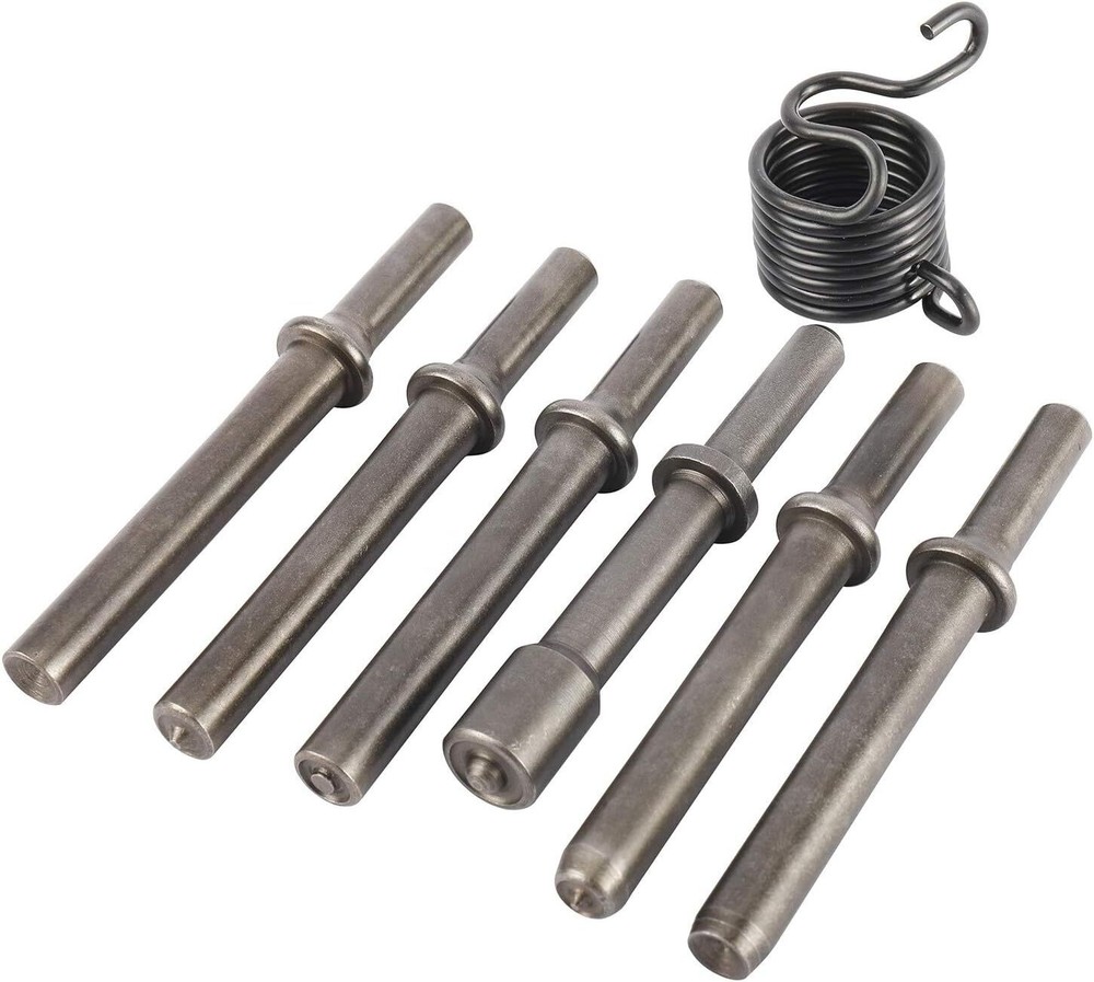 7Pcs Pneumatic Air Rivet Hammer Chisel Bits Set Spring Shank Smoothing Tool