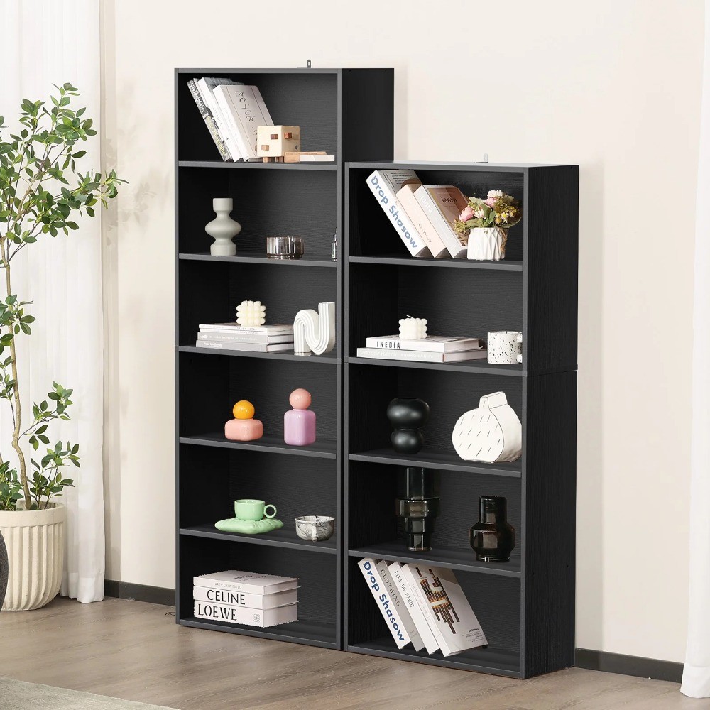 5-Tier Bookshelves with Adjustable Shelves,Black