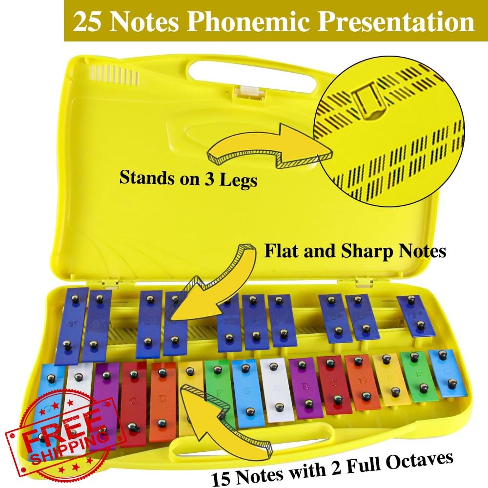 Eavnbaek 25 Note Glockenspiel Yellow Mallets Case