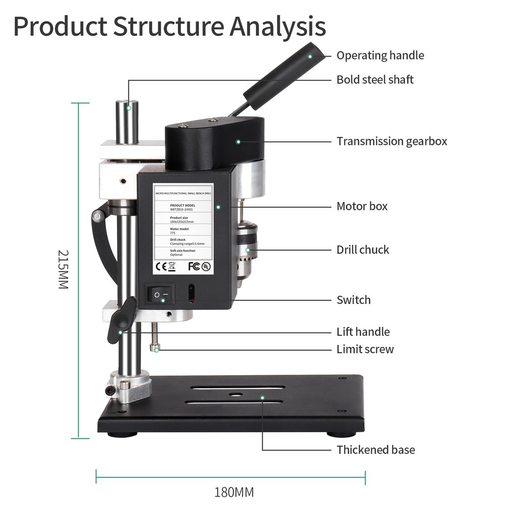 Mini Drill Press, Benchtop Drill Press, Portable Electric Drilling Machine,Wi...
