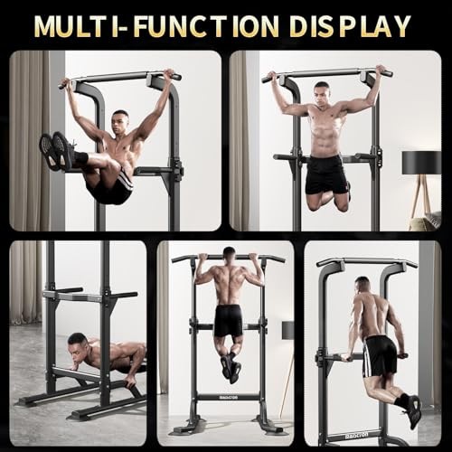 DONIUZ Power Tower Pull Up Bar and Dip Station, Multi-Function Home Gym, White