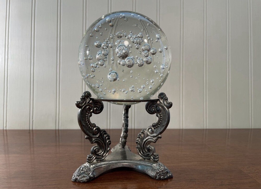 Vintage Codinger Silverplate Orb Sphere Holder Victorian Revival Display Stand