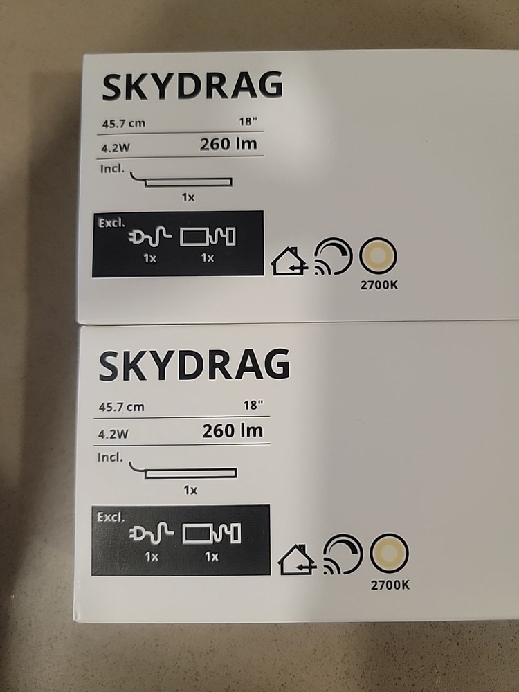 2 pieces- IKEA SKYDRAG 24" LED Light Strip Dimmable with Motion Sensor