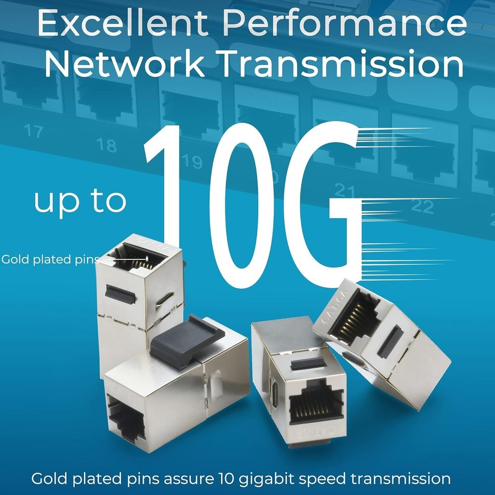 Rapink Patch Panel 24 Port Cat6A with Inline Keystone 10G Support, Coupler Patch