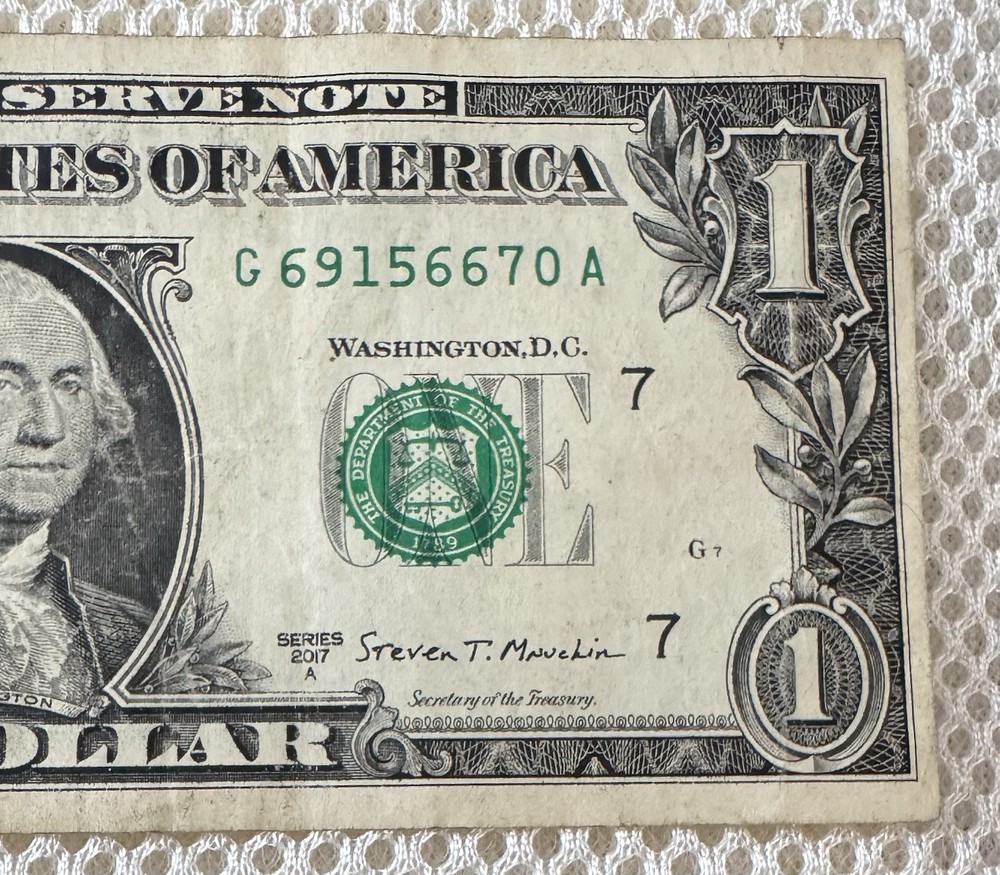 (3) 2017 $1 Error Misaligned/Miscut Notes, One is a Star Note, one w/ Fancy S/N!