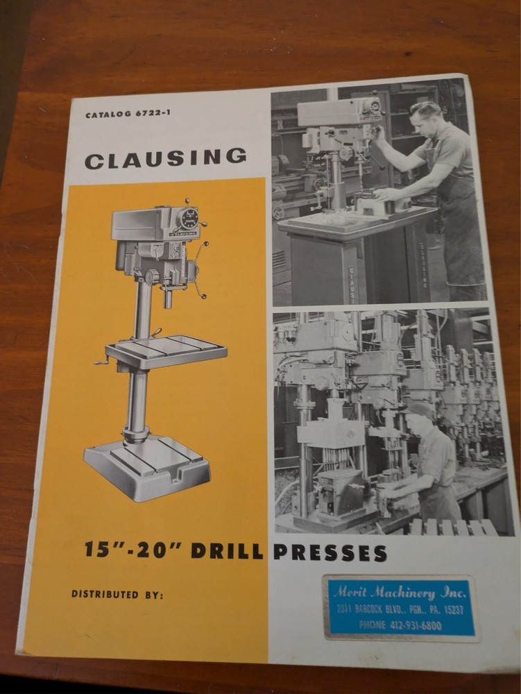CLAUSING 15" & 20" DRILL PRESS CATALOG 1970'S