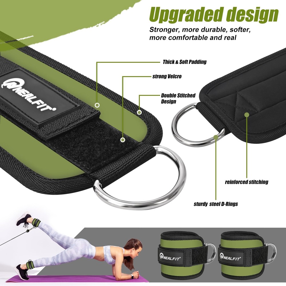 Ankle Strap for Cable Machine, Gym Ankle Cuff for Kickbacks, Leg Extensions