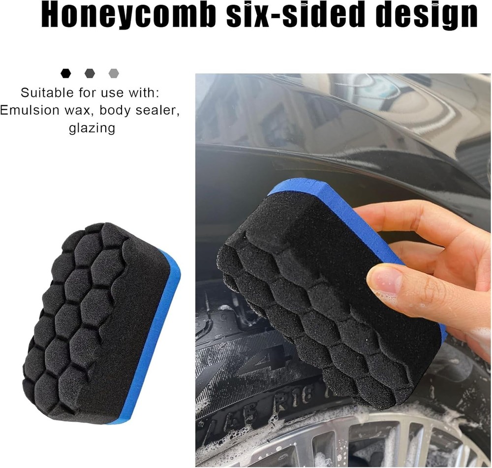 2 PCS , Easy Grip Hex Logic Tire Shine Dressing Applicator Sponge, Universal ...