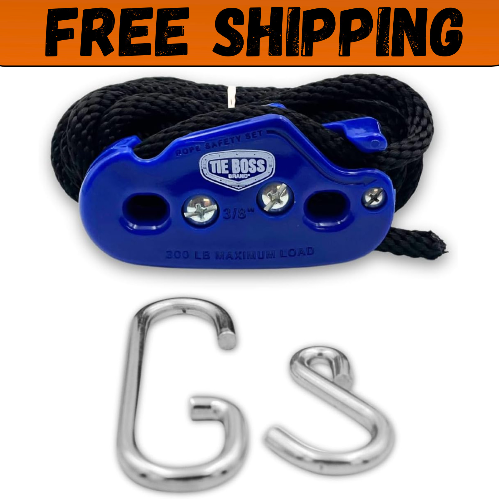 Heavy Duty Tie Down System 300 lbs Limit with 15 ft Rope Blue