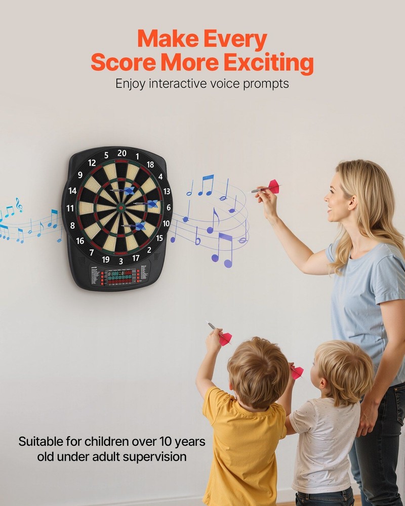 13.5in Beginner-Friendly Electronic Dartboard 43 Modes LCD Display