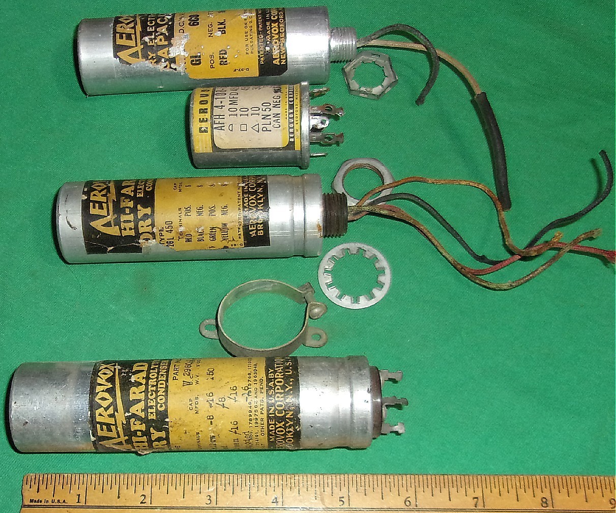 (4) AEROVOX Can Electrolytic Capacitors (1930's)