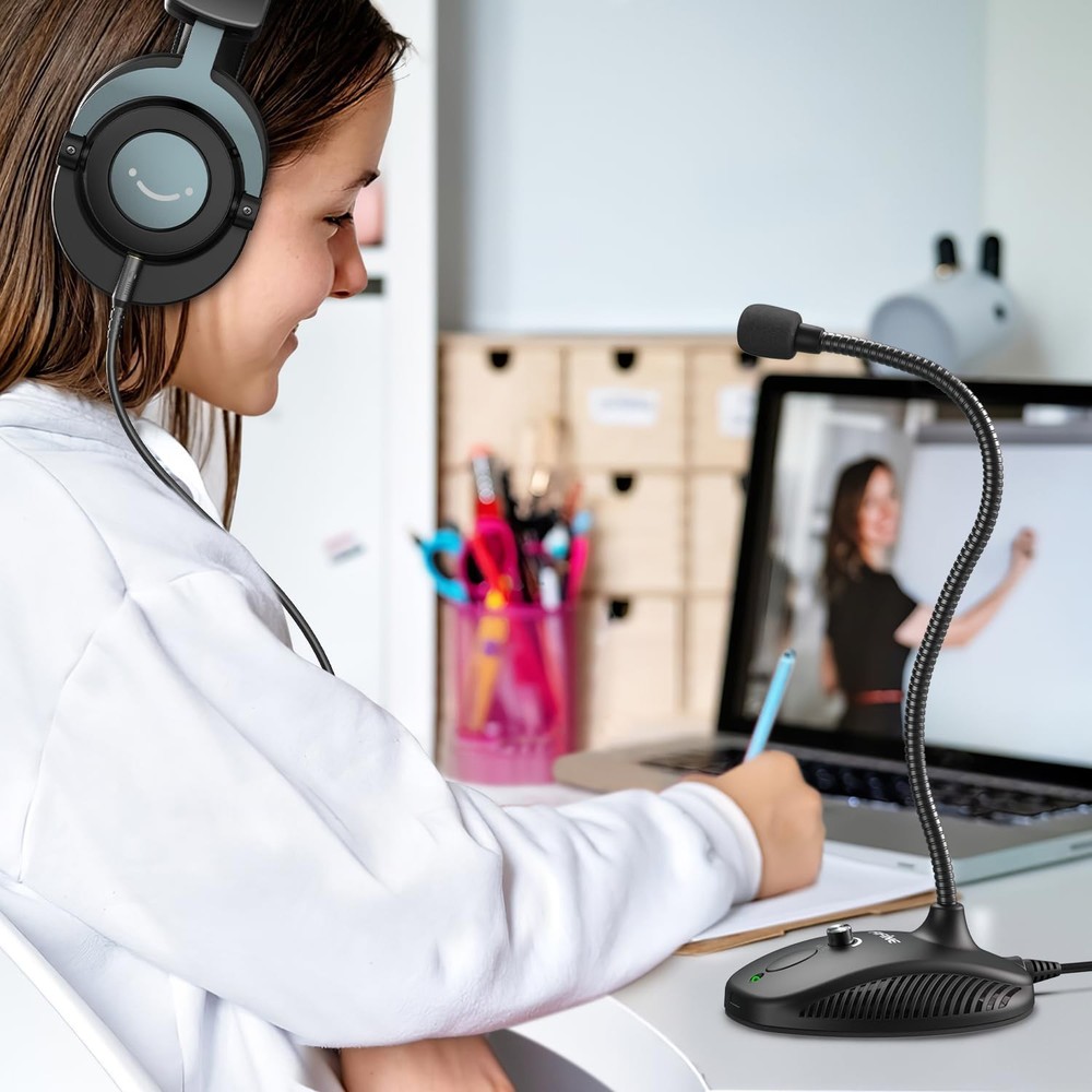 Fifine USB Computer Microphone, Plug &Play Desktop Condenser PC Laptop Mic,Mute