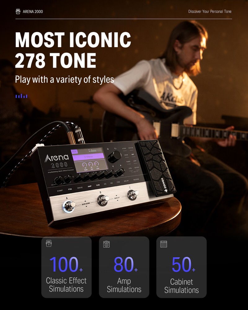 Donner Arena 2000 Multi Effects Pedal Looper 278 Effects 100 IRs Drum Machine