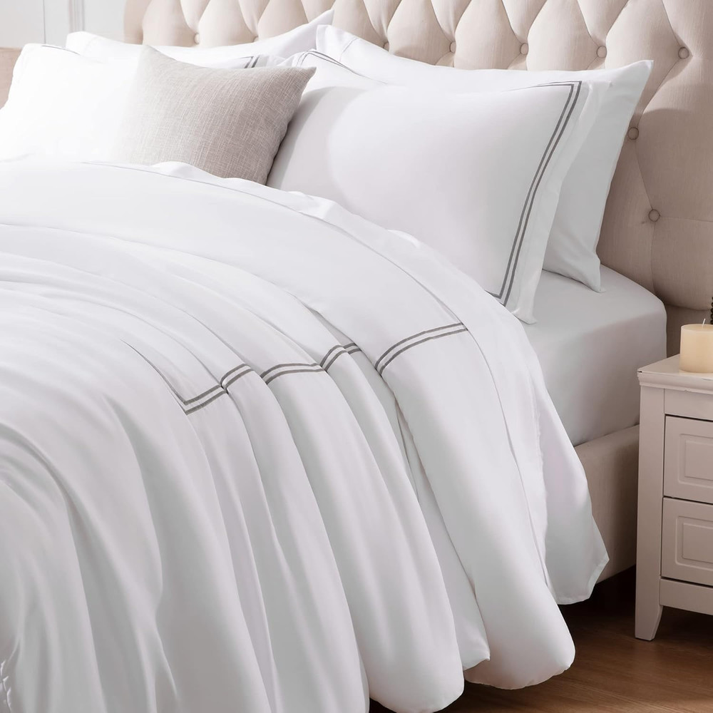 Luxury Hotel Bedding Comforter Set 3-Piece Machine Washable, Lightweight down Al